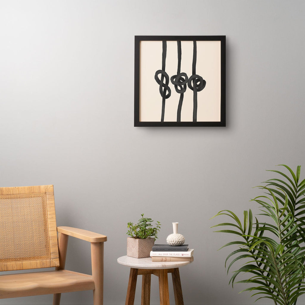 Agnes 91 Minimalist Black Knot Abstract Framed Wall Art
