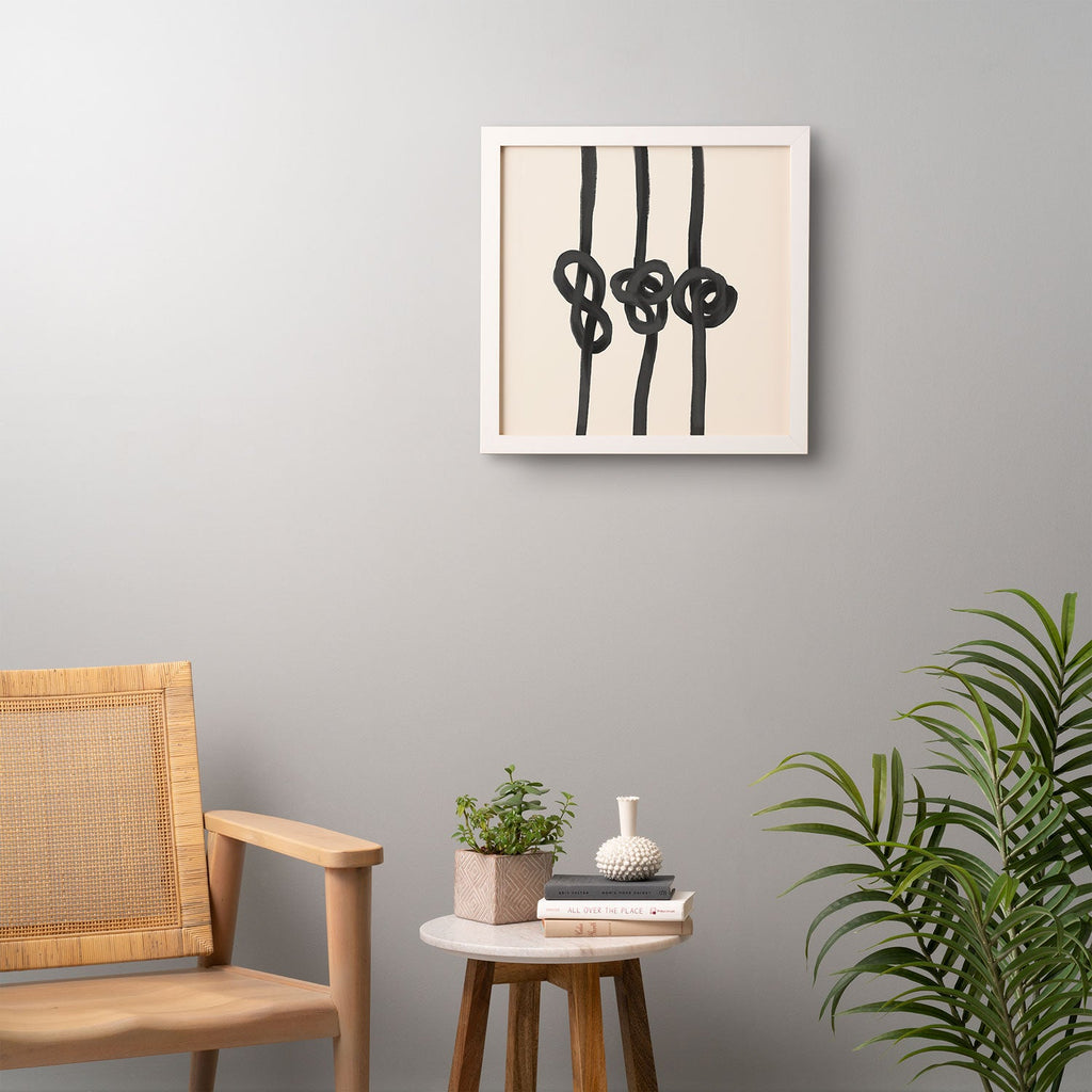 Agnes 91 Minimalist Black Knot Abstract Framed Wall Art