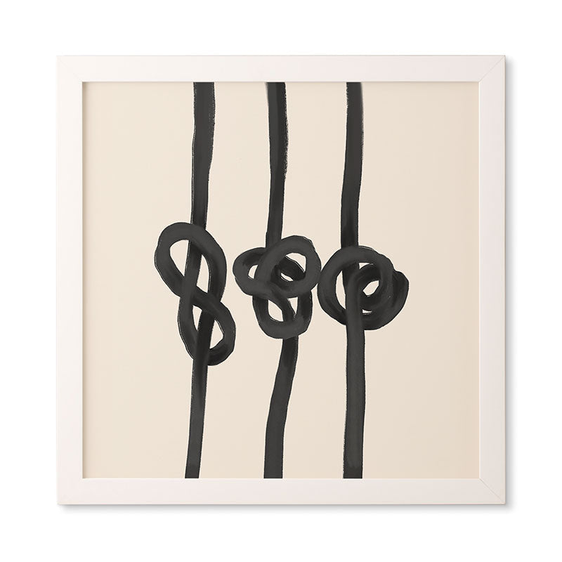 Agnes 91 Minimalist Black Knot Abstract Framed Wall Art