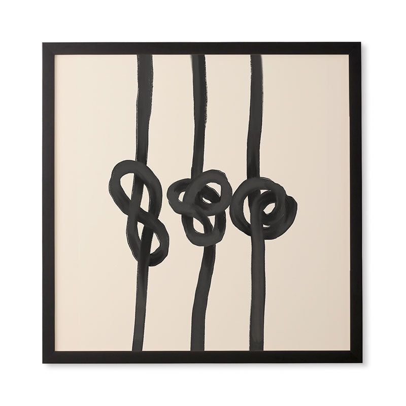 Agnes 91 Minimalist Black Knot Abstract Framed Wall Art
