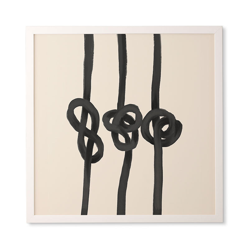 Agnes 91 Minimalist Black Knot Abstract Framed Wall Art