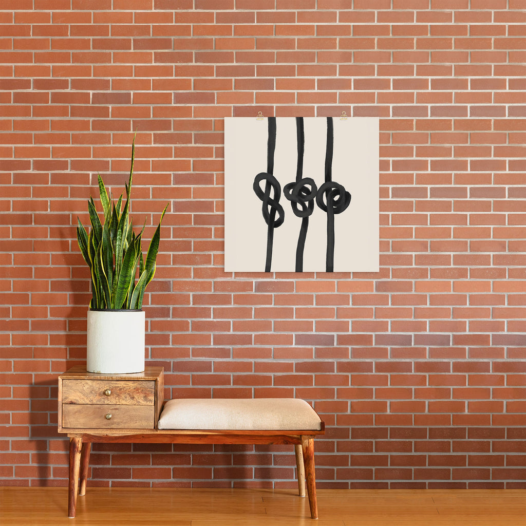 Agnes 91 Minimalist Black Knot Abstract Art Print