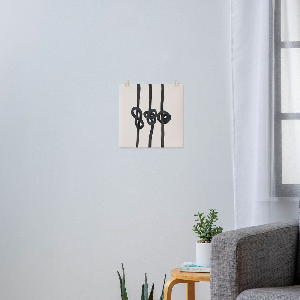 Agnes 91 Minimalist Black Knot Abstract Art Print