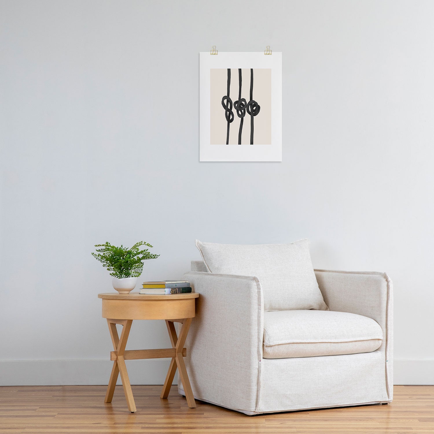 Agnes 91 Minimalist Black Knot Abstract Art Print