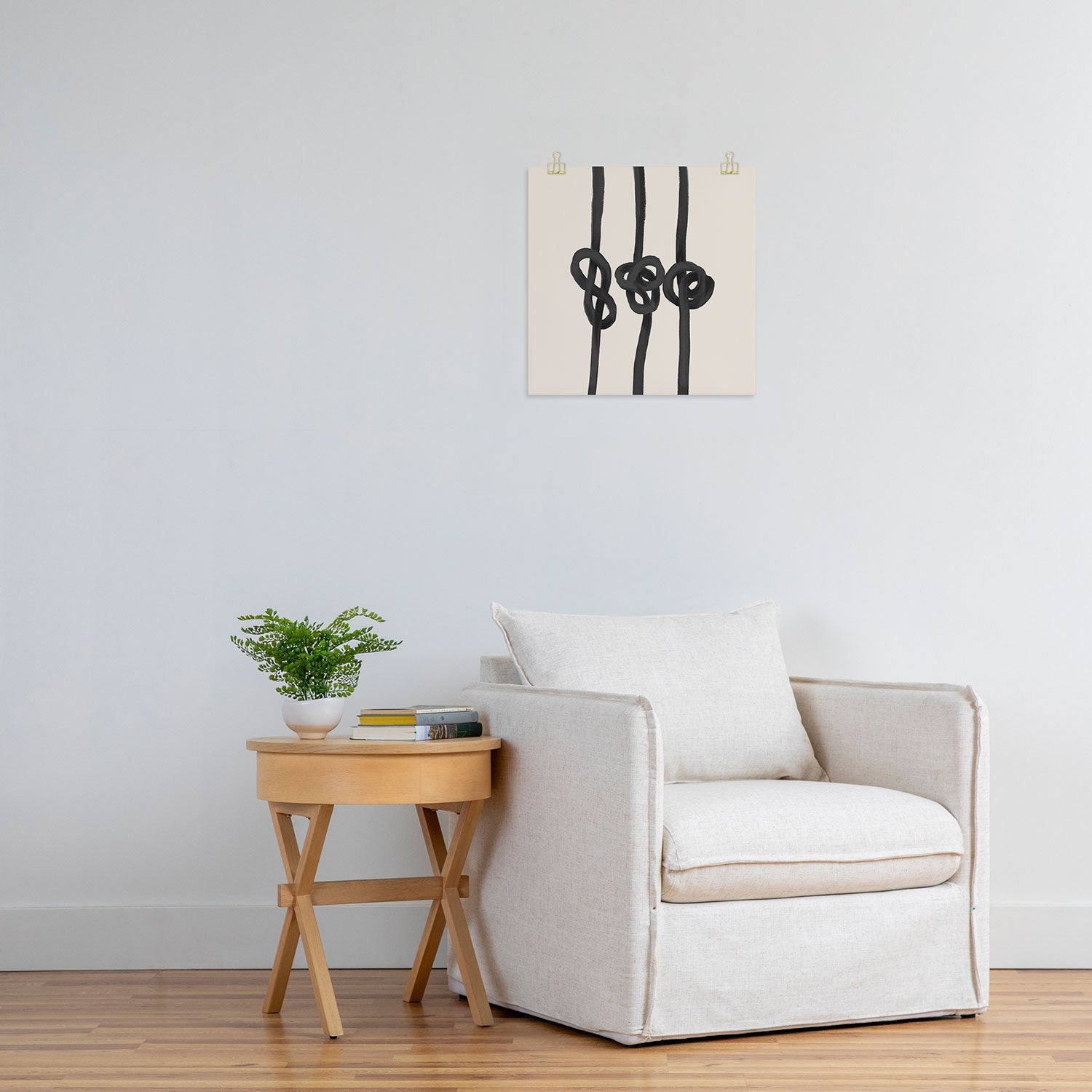 Agnes 91 Minimalist Black Knot Abstract Art Print
