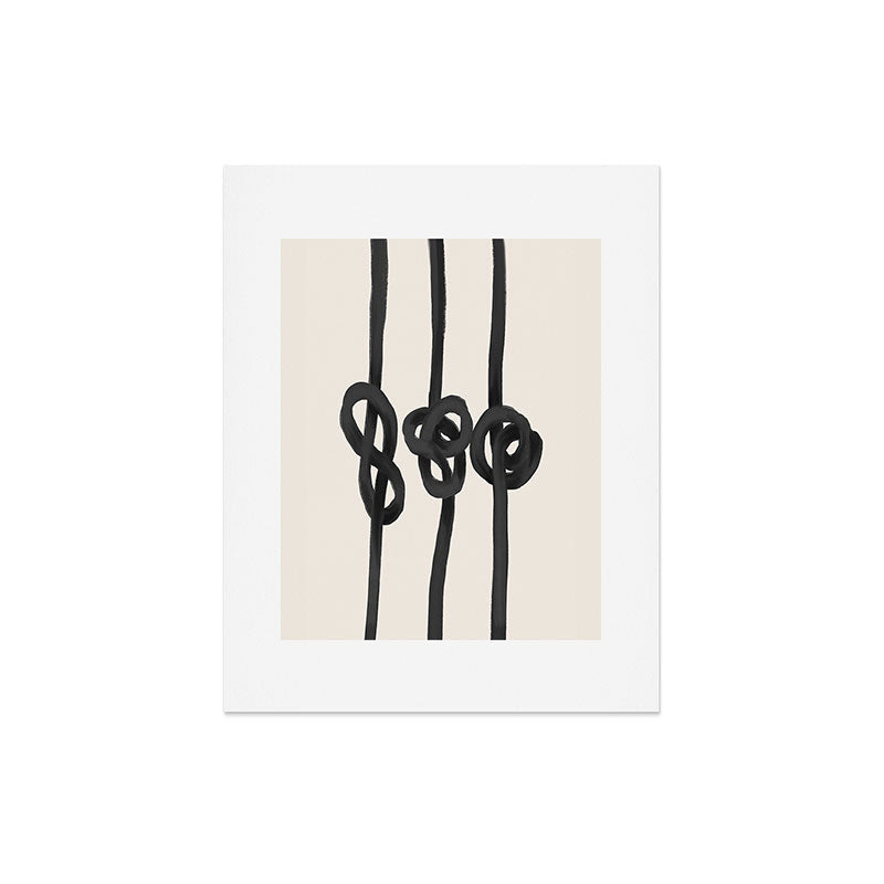 Agnes 91 Minimalist Black Knot Abstract Art Print