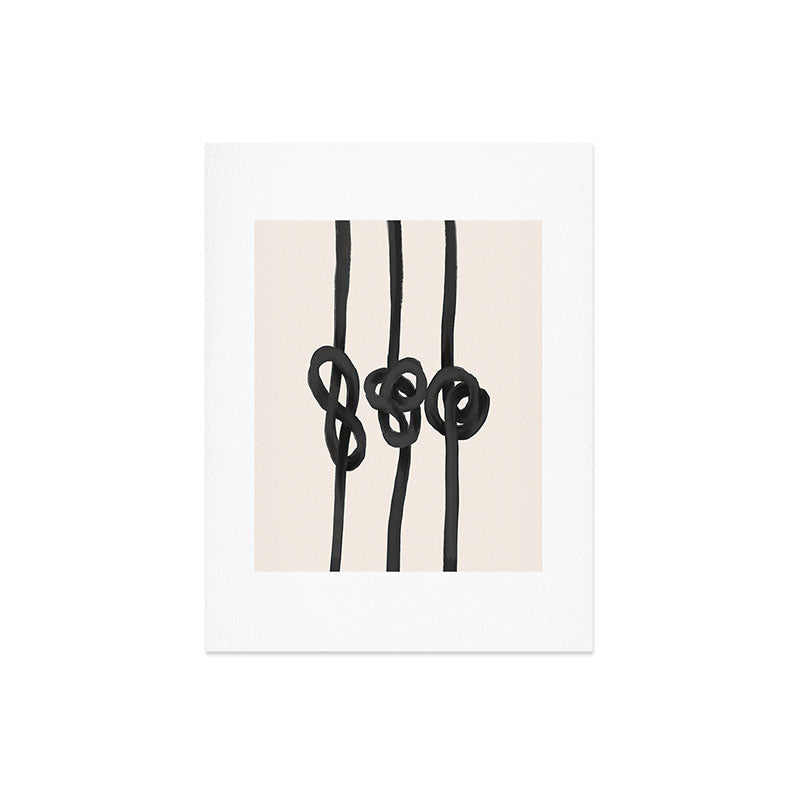Agnes 91 Minimalist Black Knot Abstract Art Print