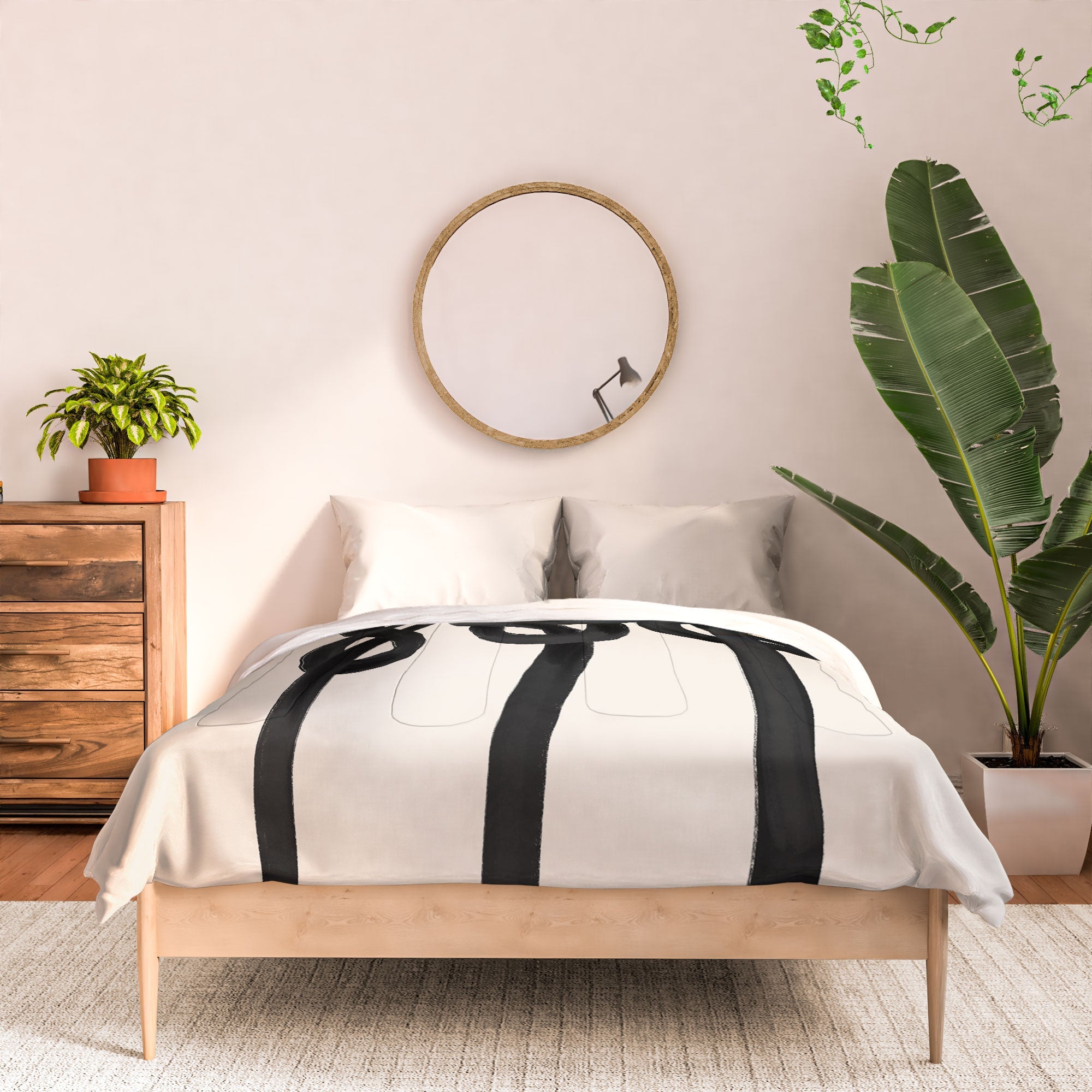 Agnes 91 Minimalist Black Knot Abstract Comforter