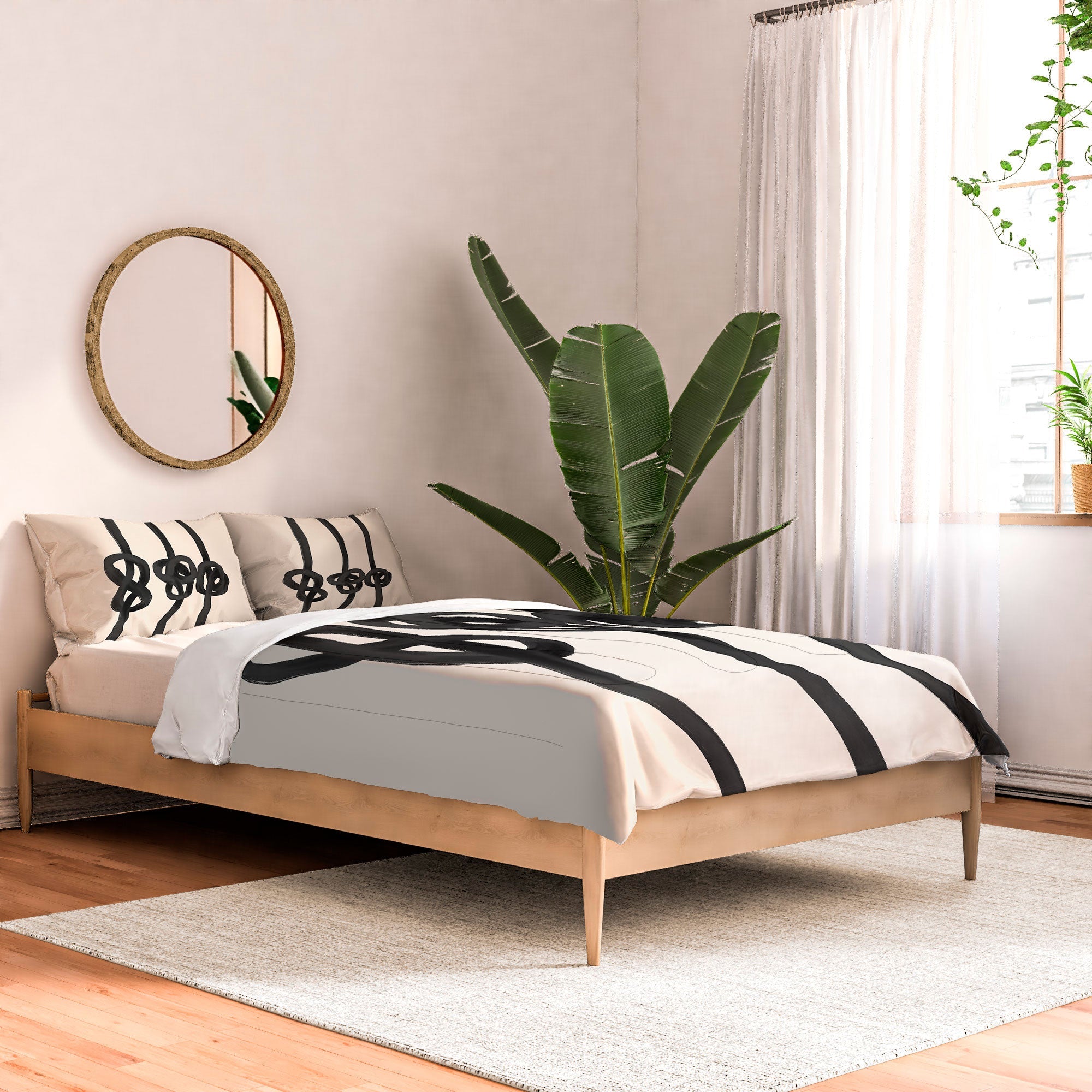 Agnes 91 Minimalist Black Knot Abstract Comforter