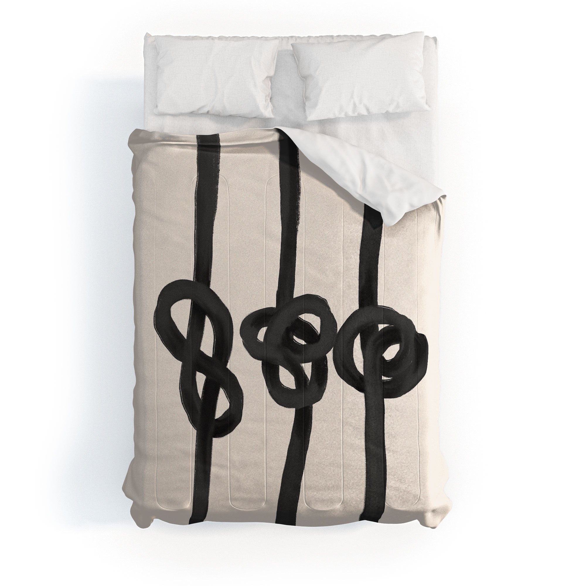 Agnes 91 Minimalist Black Knot Abstract Comforter