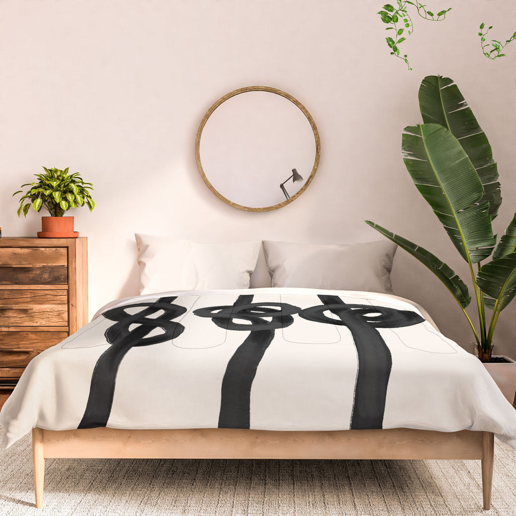 Agnes 91 Minimalist Black Knot Abstract Comforter