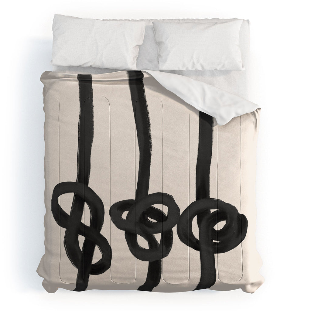 Agnes 91 Minimalist Black Knot Abstract Comforter