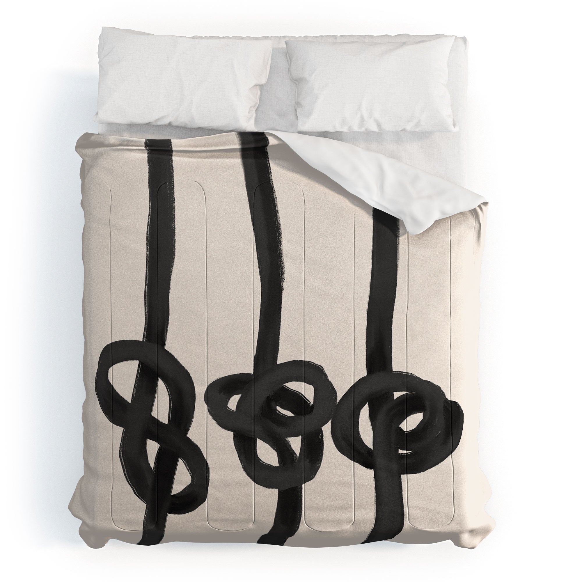 Agnes 91 Minimalist Black Knot Abstract Comforter