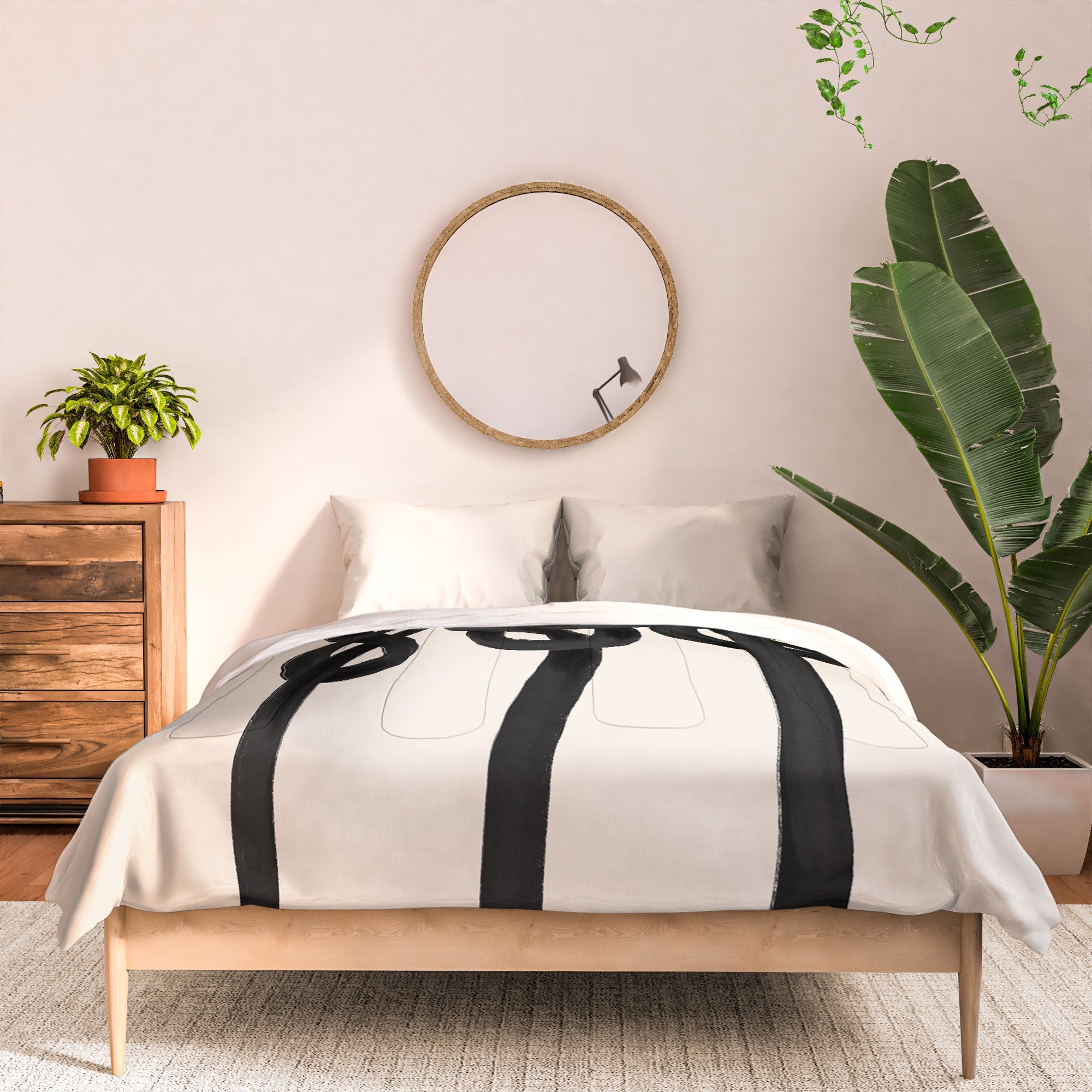 Agnes 91 Minimalist Black Knot Abstract Comforter