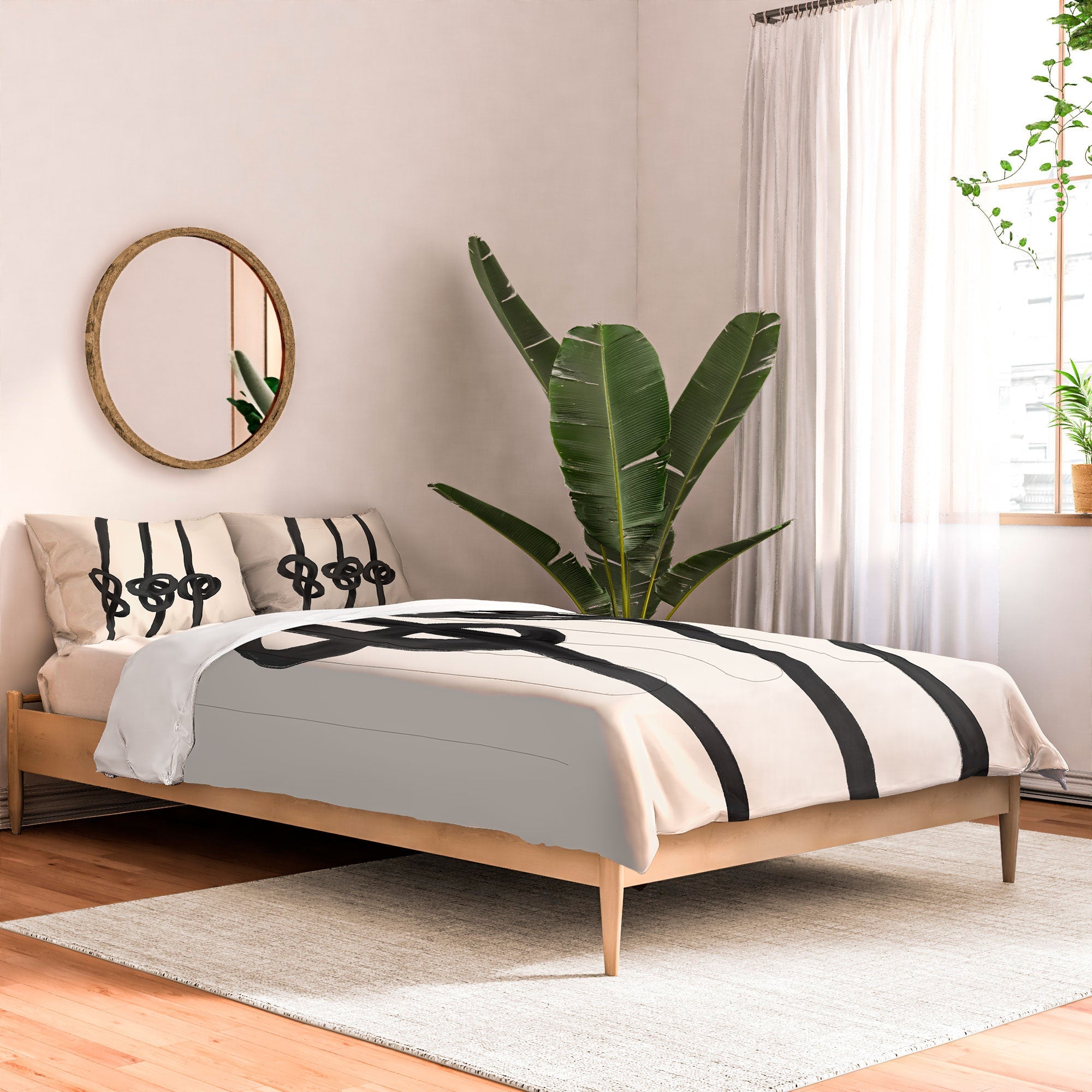 Agnes 91 Minimalist Black Knot Abstract Comforter