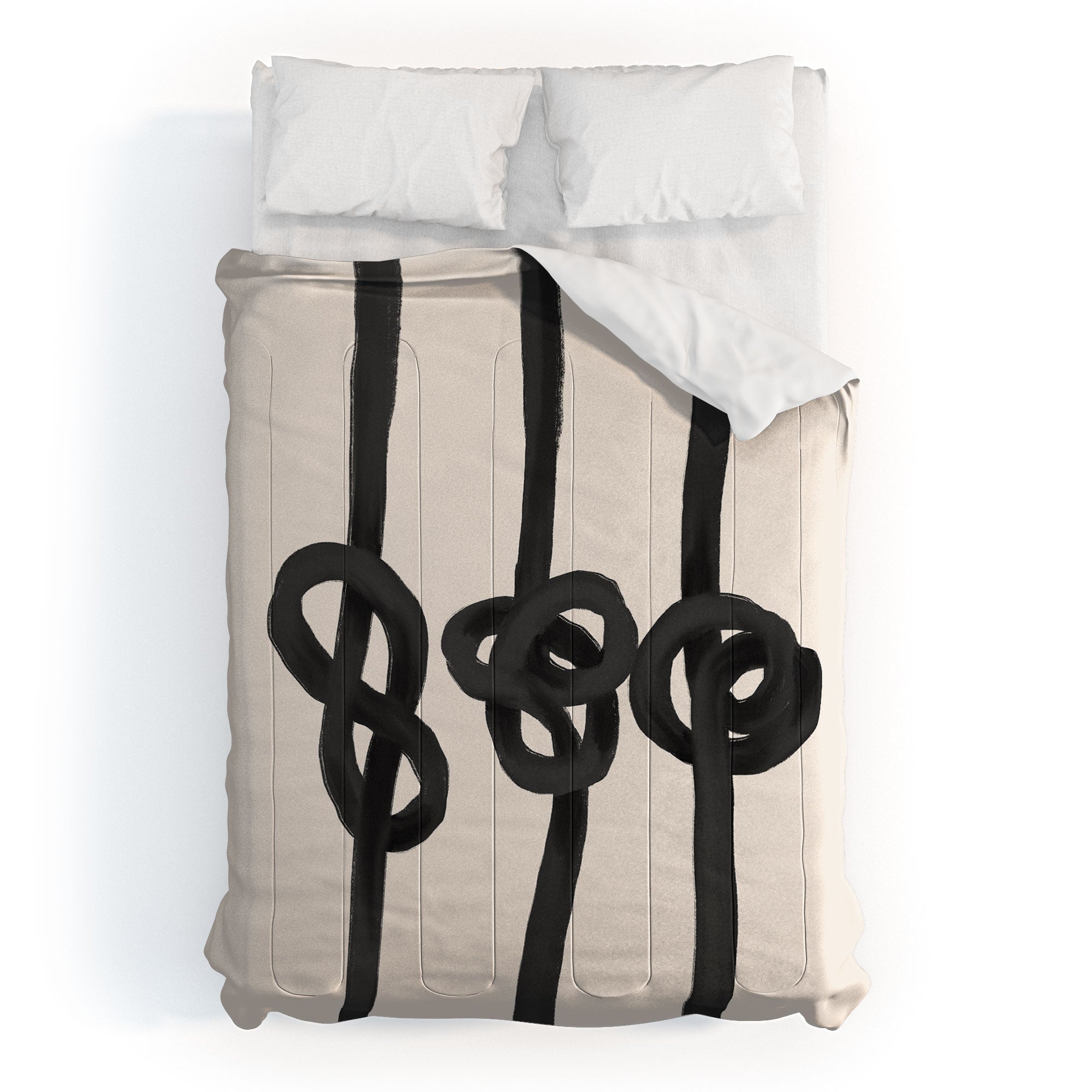Agnes 91 Minimalist Black Knot Abstract Comforter