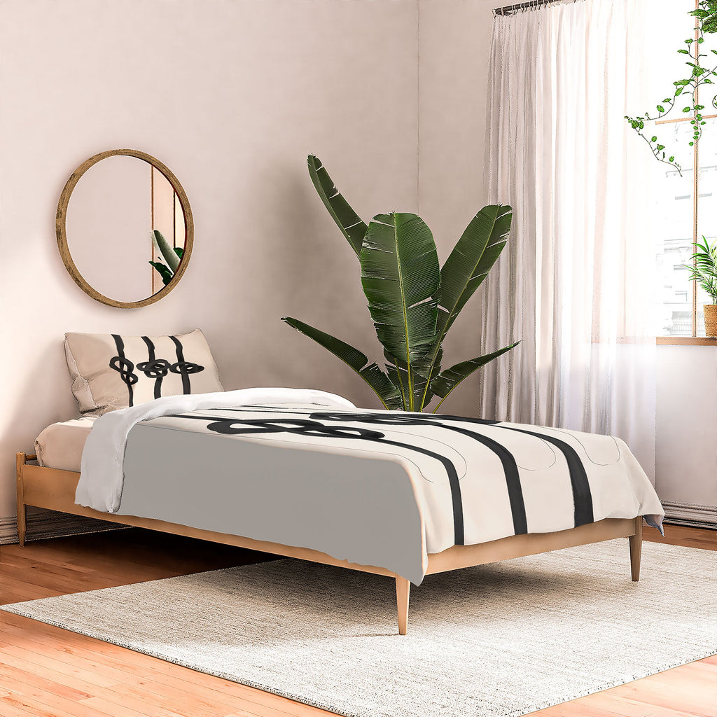 Agnes 91 Minimalist Black Knot Abstract Comforter