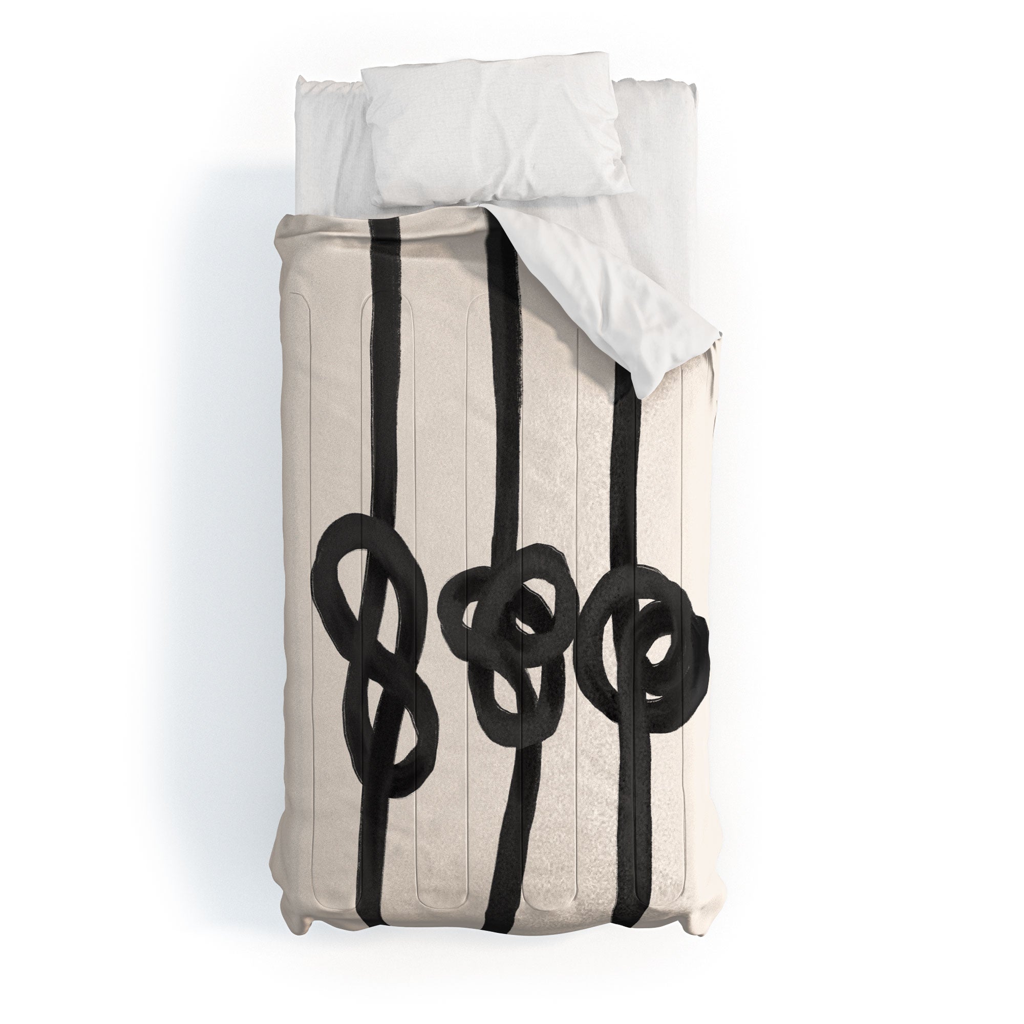 Agnes 91 Minimalist Black Knot Abstract Comforter