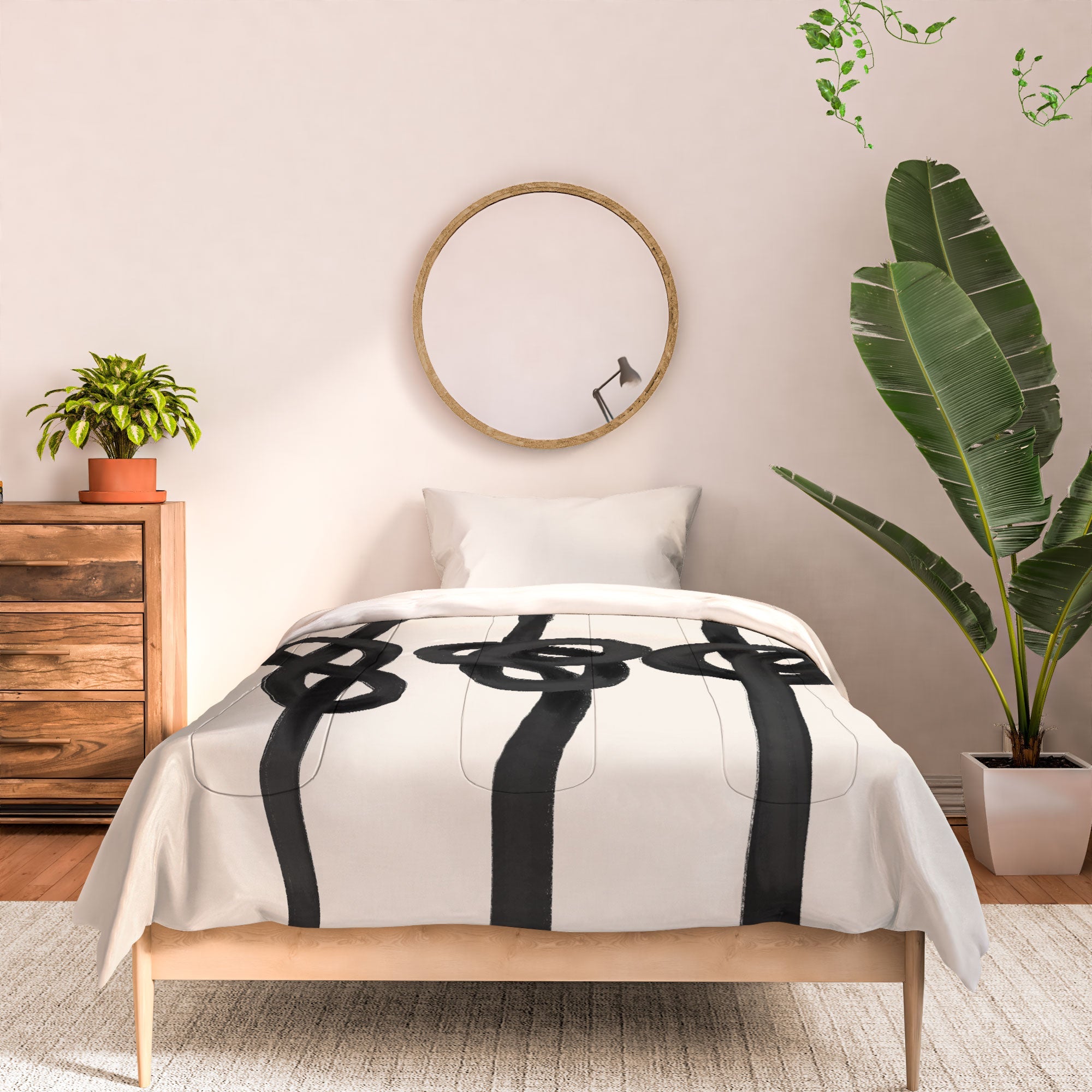 Agnes 91 Minimalist Black Knot Abstract Comforter