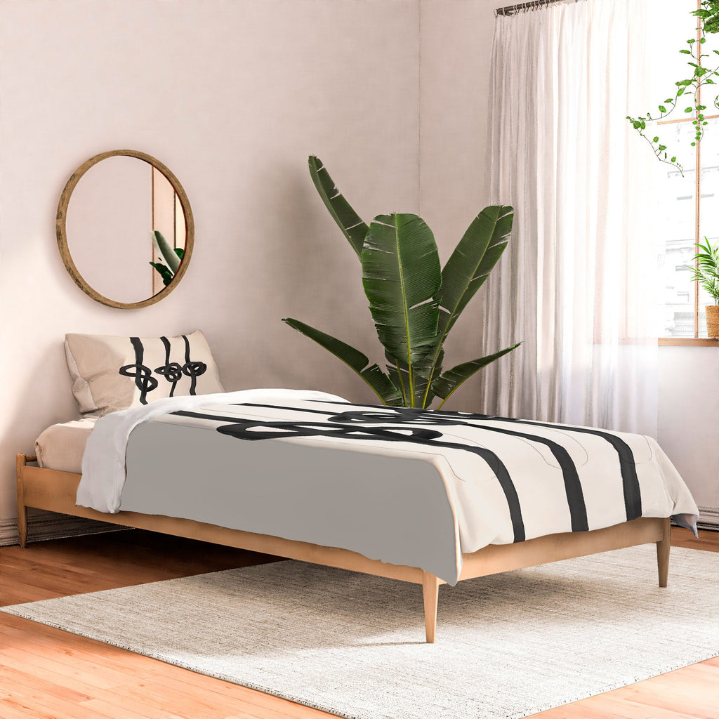 Agnes 91 Minimalist Black Knot Abstract Comforter