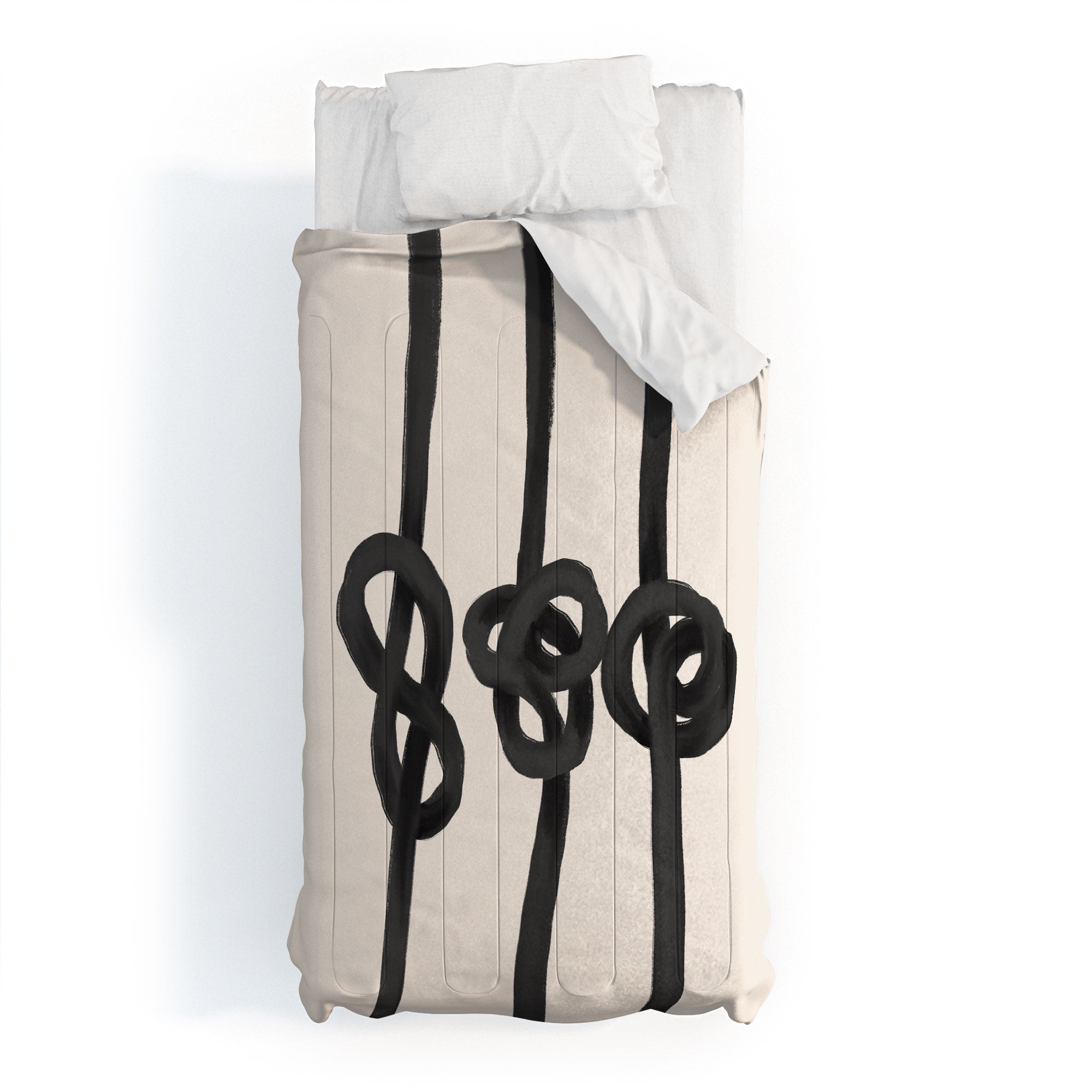 Agnes 91 Minimalist Black Knot Abstract Comforter