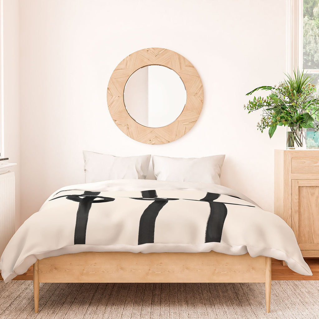 Agnes 91 Minimalist Black Knot Abstract Duvet Cover