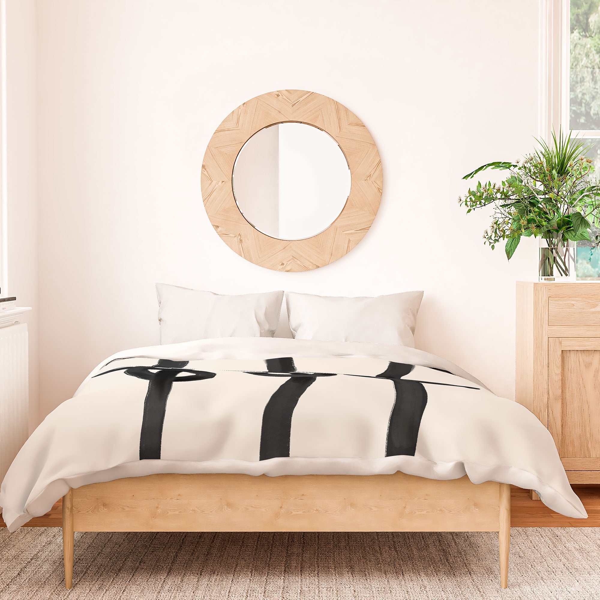 Agnes 91 Minimalist Black Knot Abstract Duvet Cover