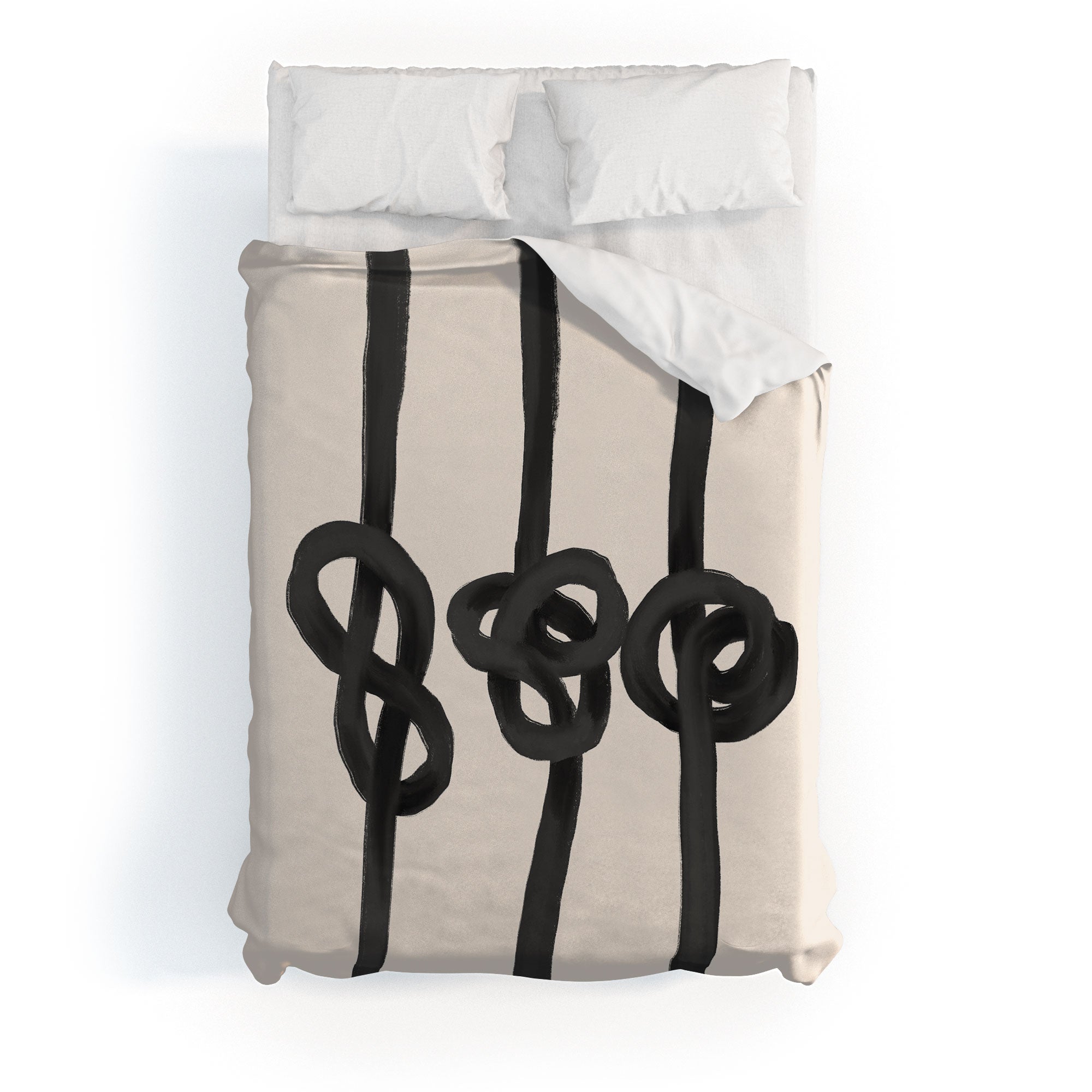 Agnes 91 Minimalist Black Knot Abstract Duvet Cover