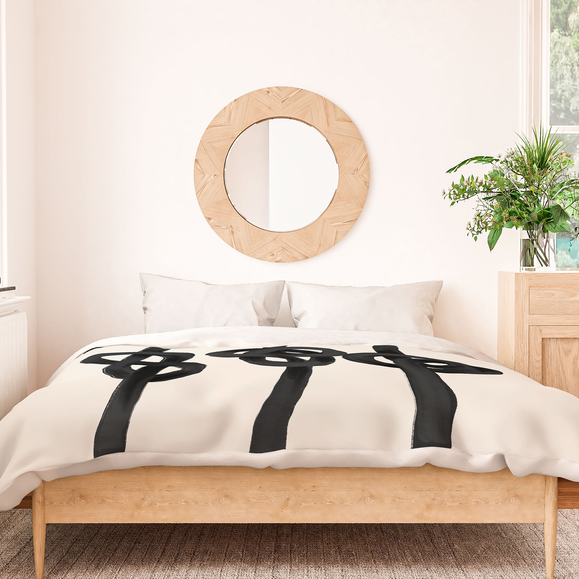 Agnes 91 Minimalist Black Knot Abstract Duvet Cover