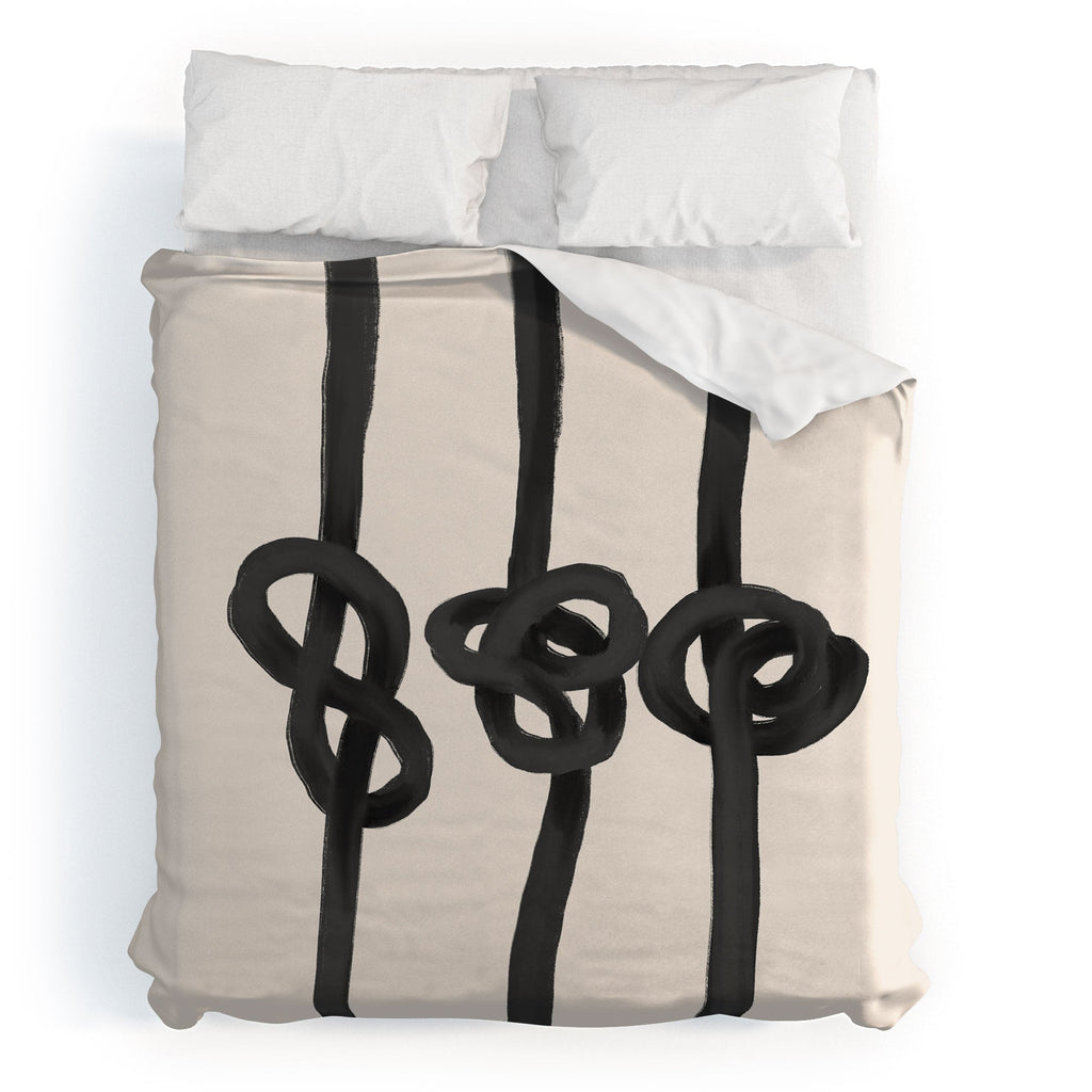 Agnes 91 Minimalist Black Knot Abstract Duvet Cover