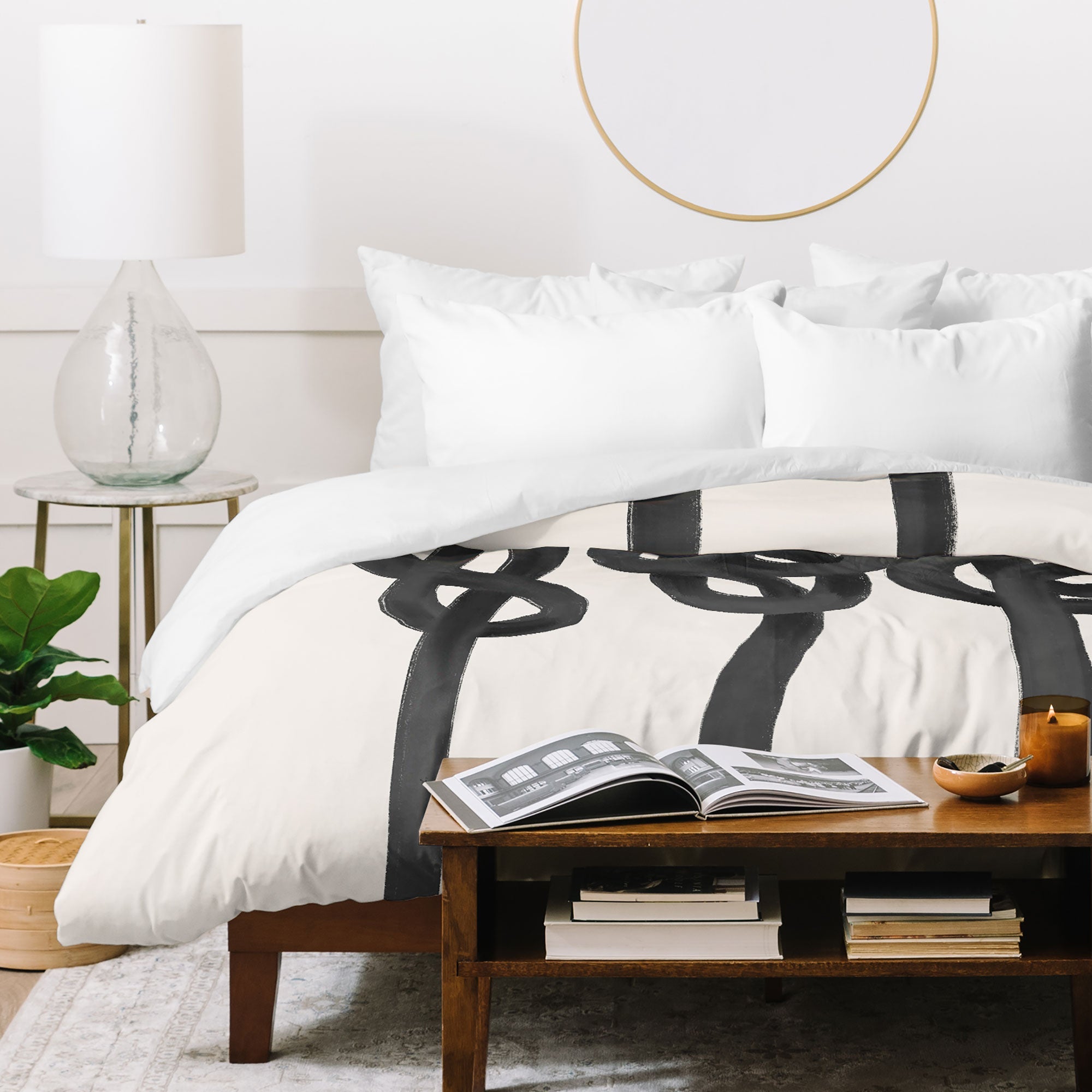 Agnes 91 Minimalist Black Knot Abstract Duvet Cover