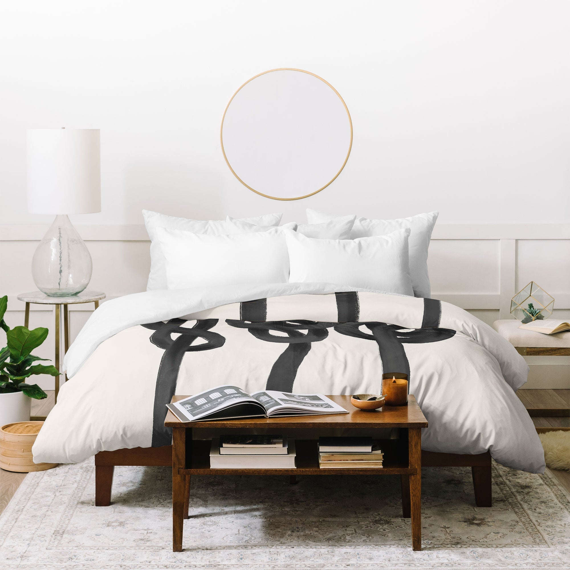 Agnes 91 Minimalist Black Knot Abstract Duvet Cover