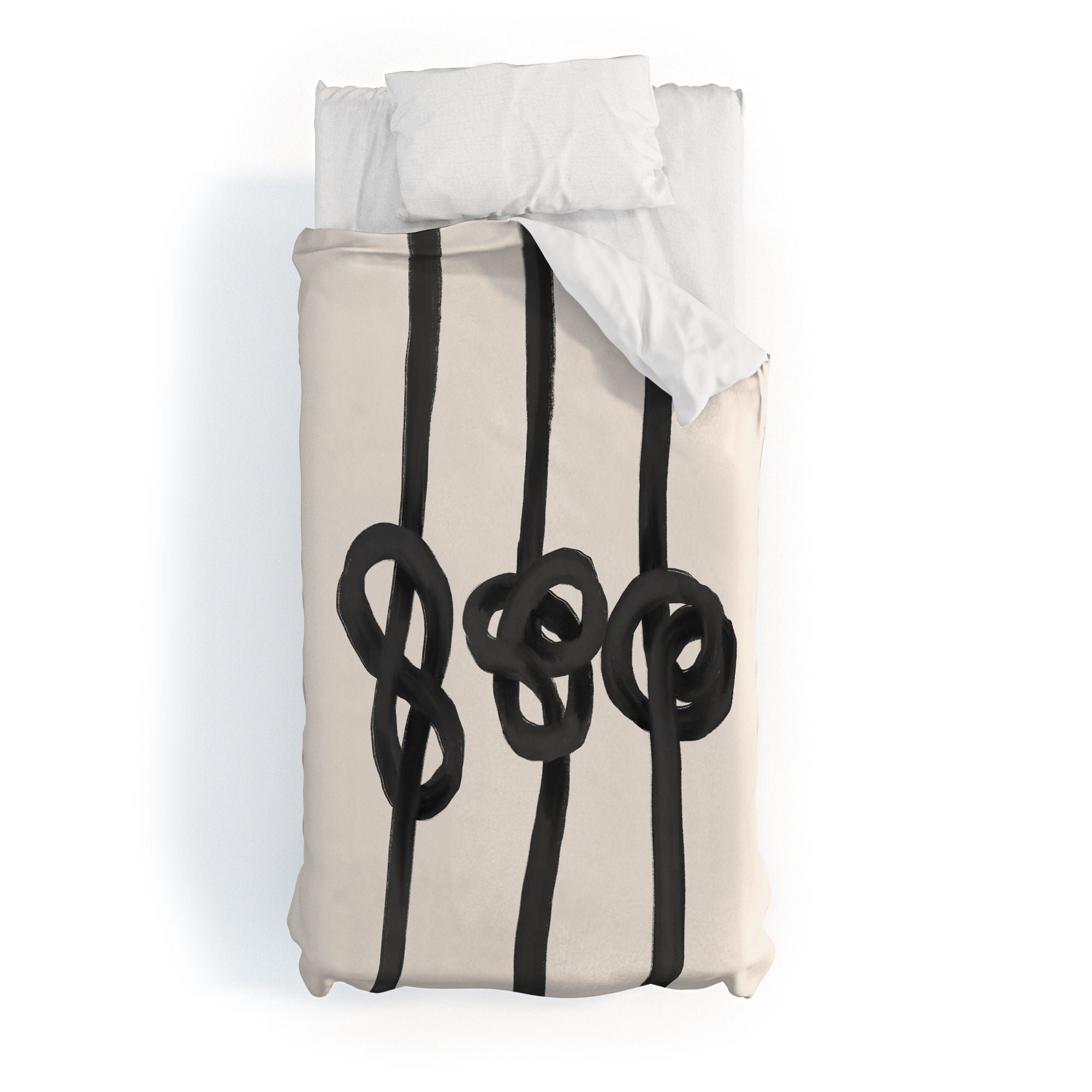 Agnes 91 Minimalist Black Knot Abstract Duvet Cover
