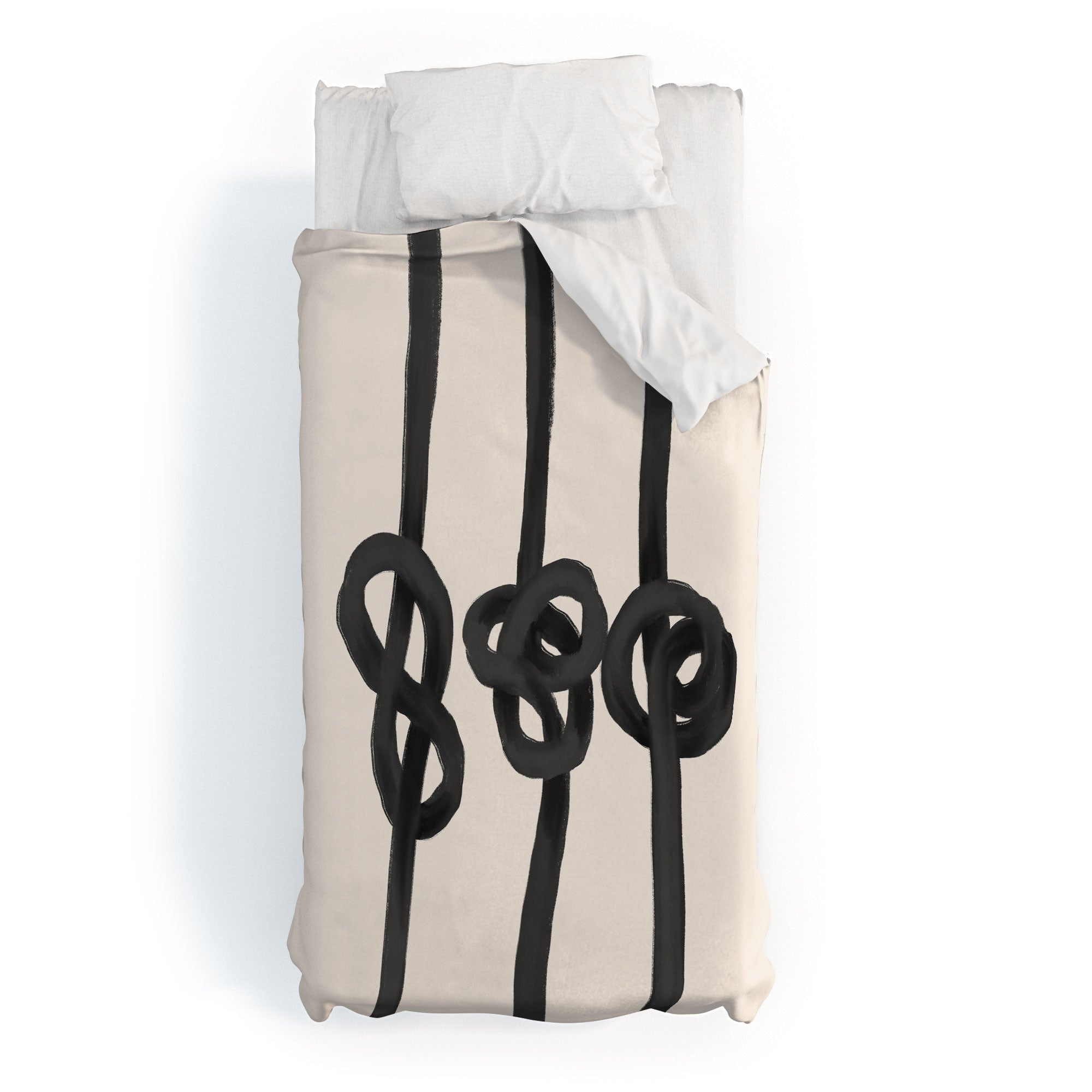 Agnes 91 Minimalist Black Knot Abstract Duvet Cover