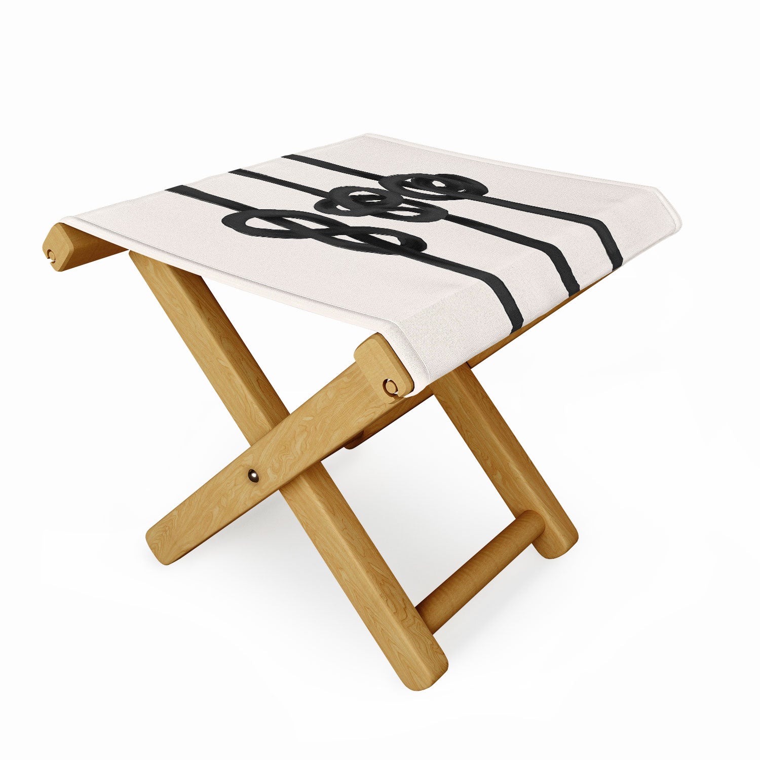 Agnes 91 Minimalist Black Knot Abstract Folding Stool