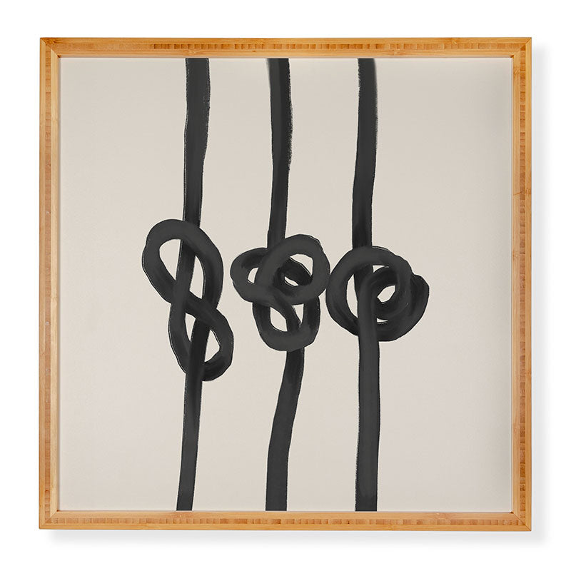 Agnes 91 Minimalist Black Knot Abstract Framed Wall Art