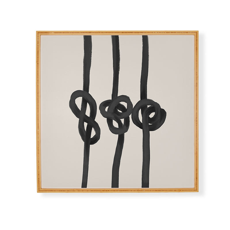 Agnes 91 Minimalist Black Knot Abstract Framed Wall Art