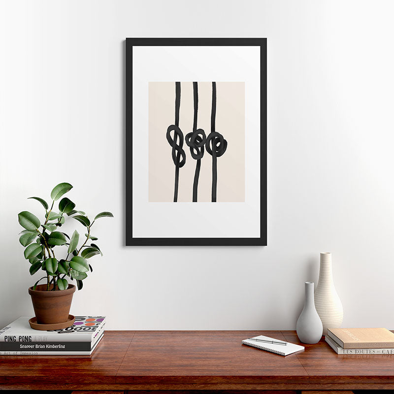 Agnes 91 Minimalist Black Knot Abstract Framed Art Print