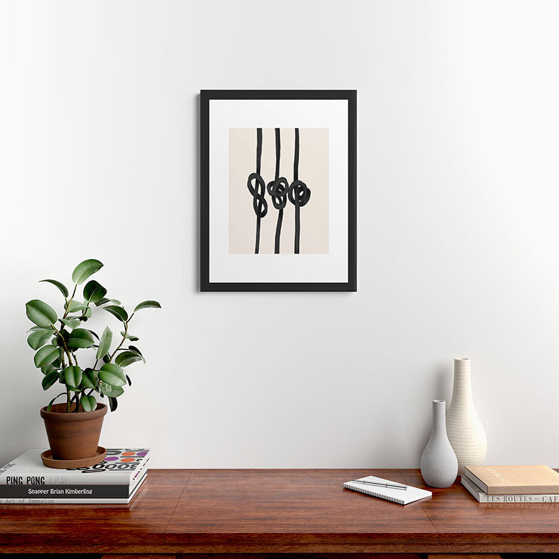 Agnes 91 Minimalist Black Knot Abstract Framed Art Print