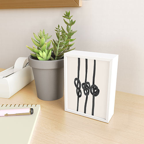 Agnes 91 Minimalist Black Knot Abstract Framed Mini Art Print