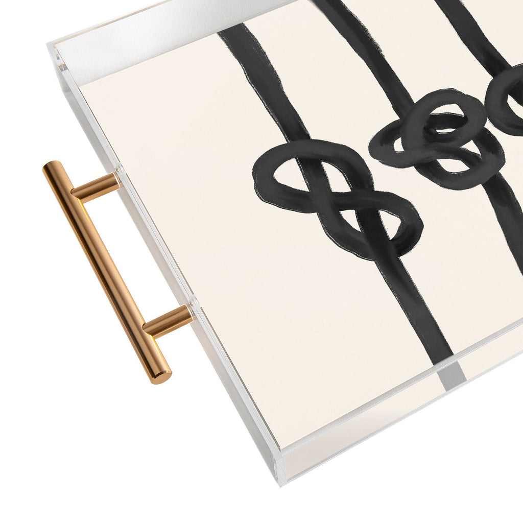 Agnes 91 Minimalist Black Knot Abstract Acrylic Tray