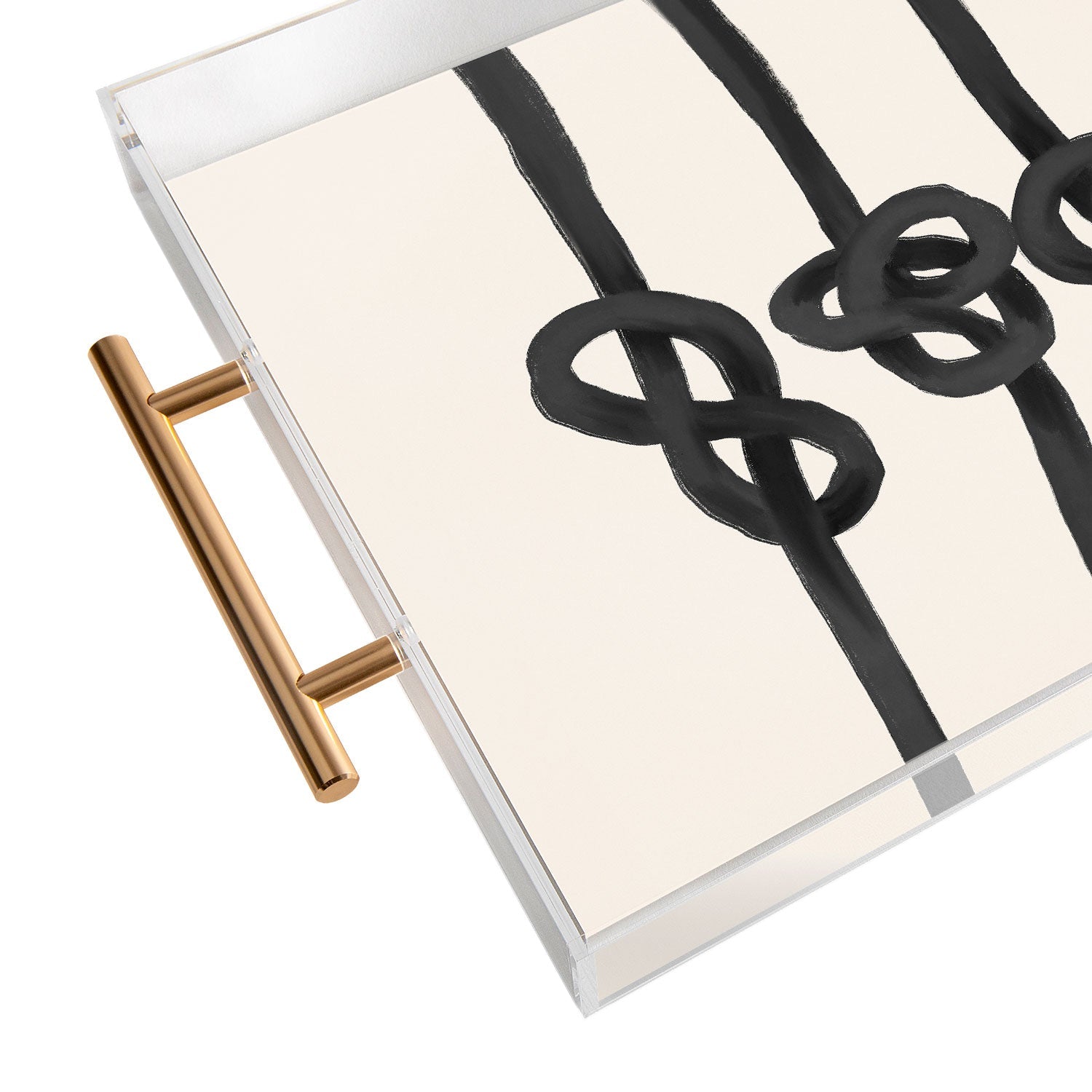 Agnes 91 Minimalist Black Knot Abstract Acrylic Tray