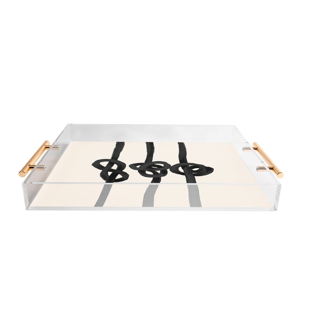 Agnes 91 Minimalist Black Knot Abstract Acrylic Tray