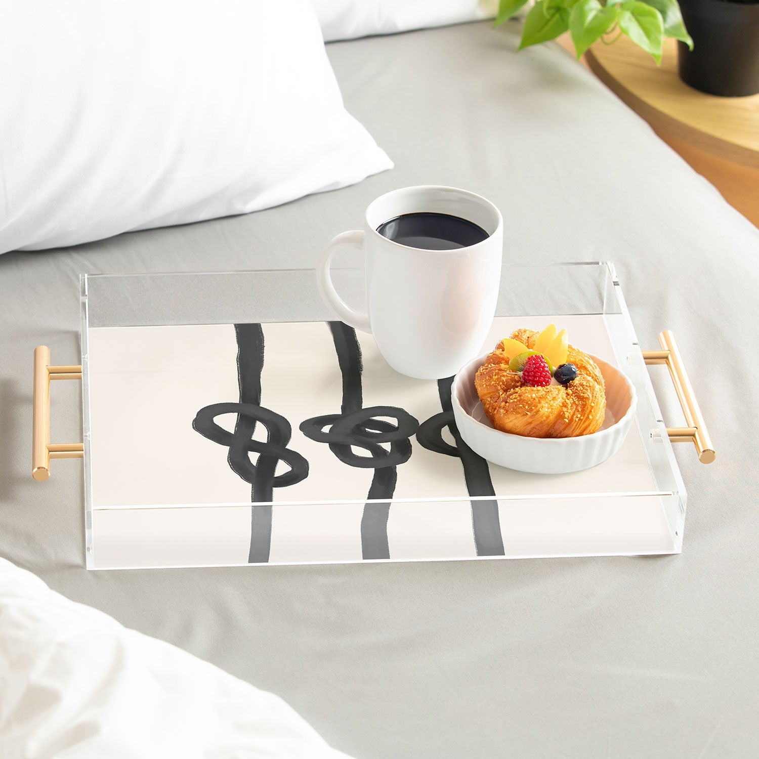 Agnes 91 Minimalist Black Knot Abstract Acrylic Tray