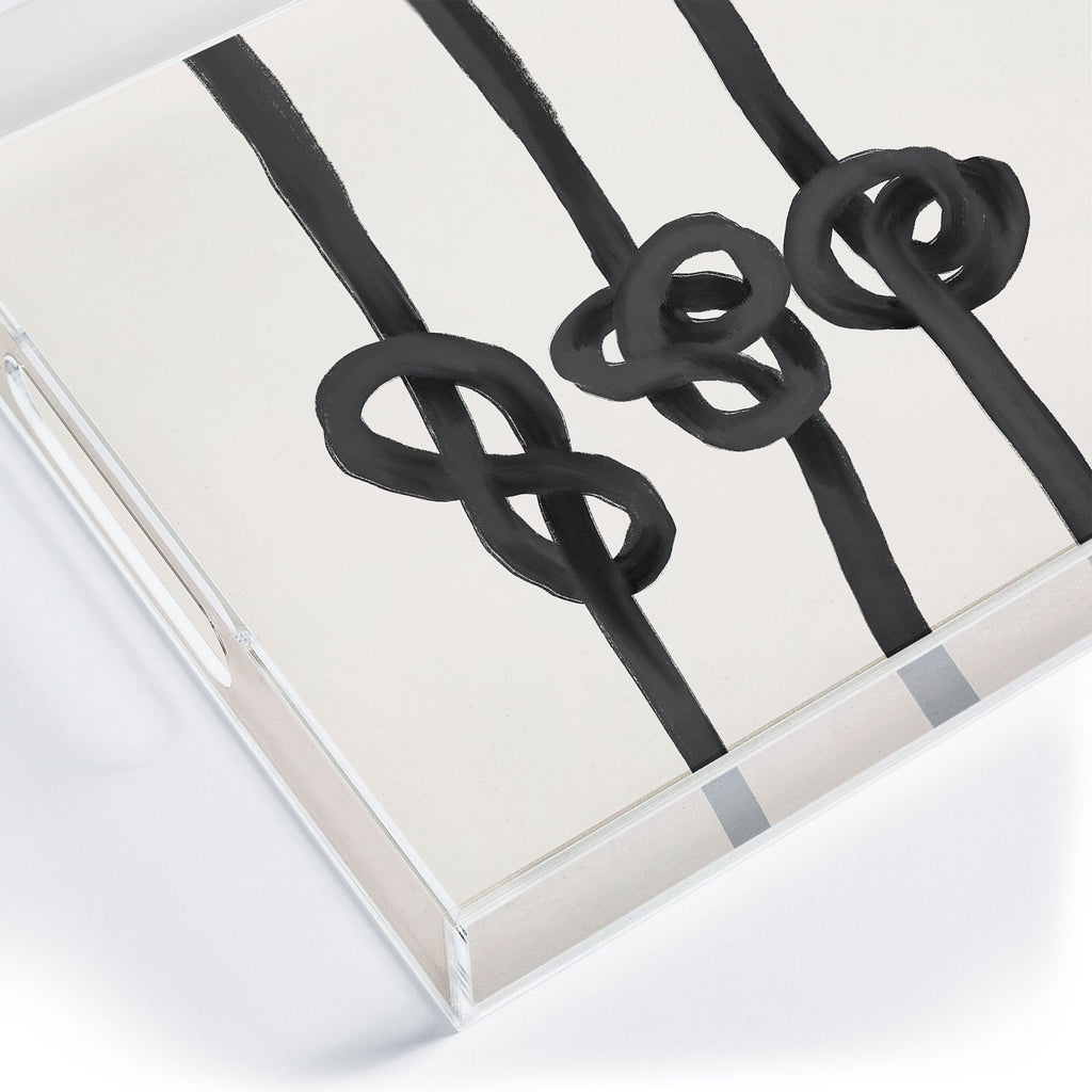 Agnes 91 Minimalist Black Knot Abstract Acrylic Tray