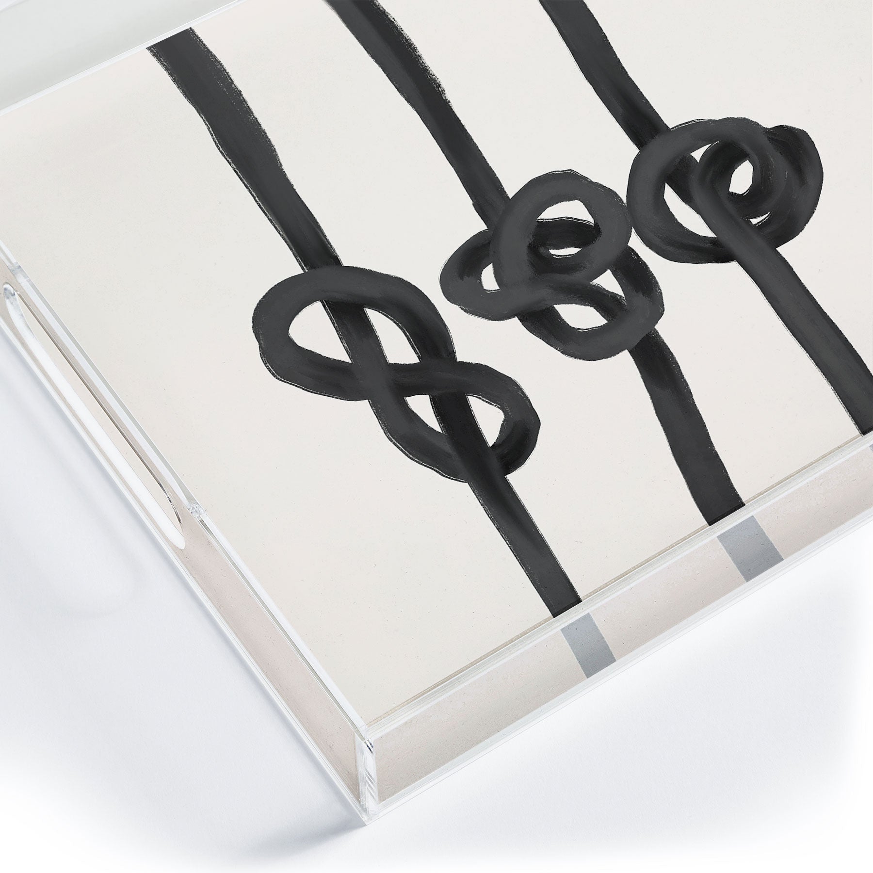 Agnes 91 Minimalist Black Knot Abstract Acrylic Tray