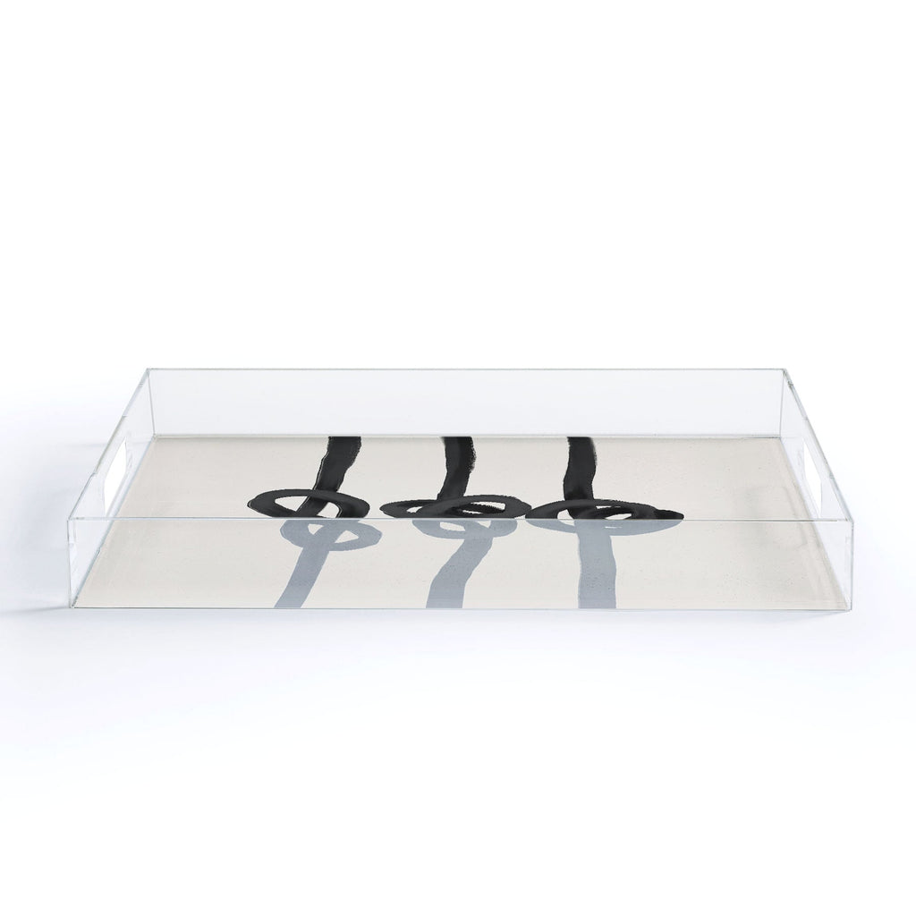 Agnes 91 Minimalist Black Knot Abstract Acrylic Tray