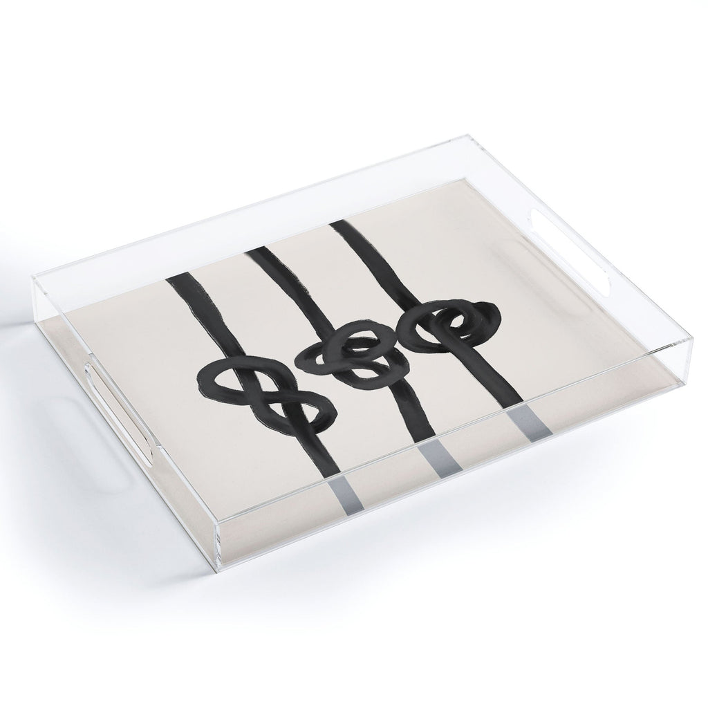 Agnes 91 Minimalist Black Knot Abstract Acrylic Tray