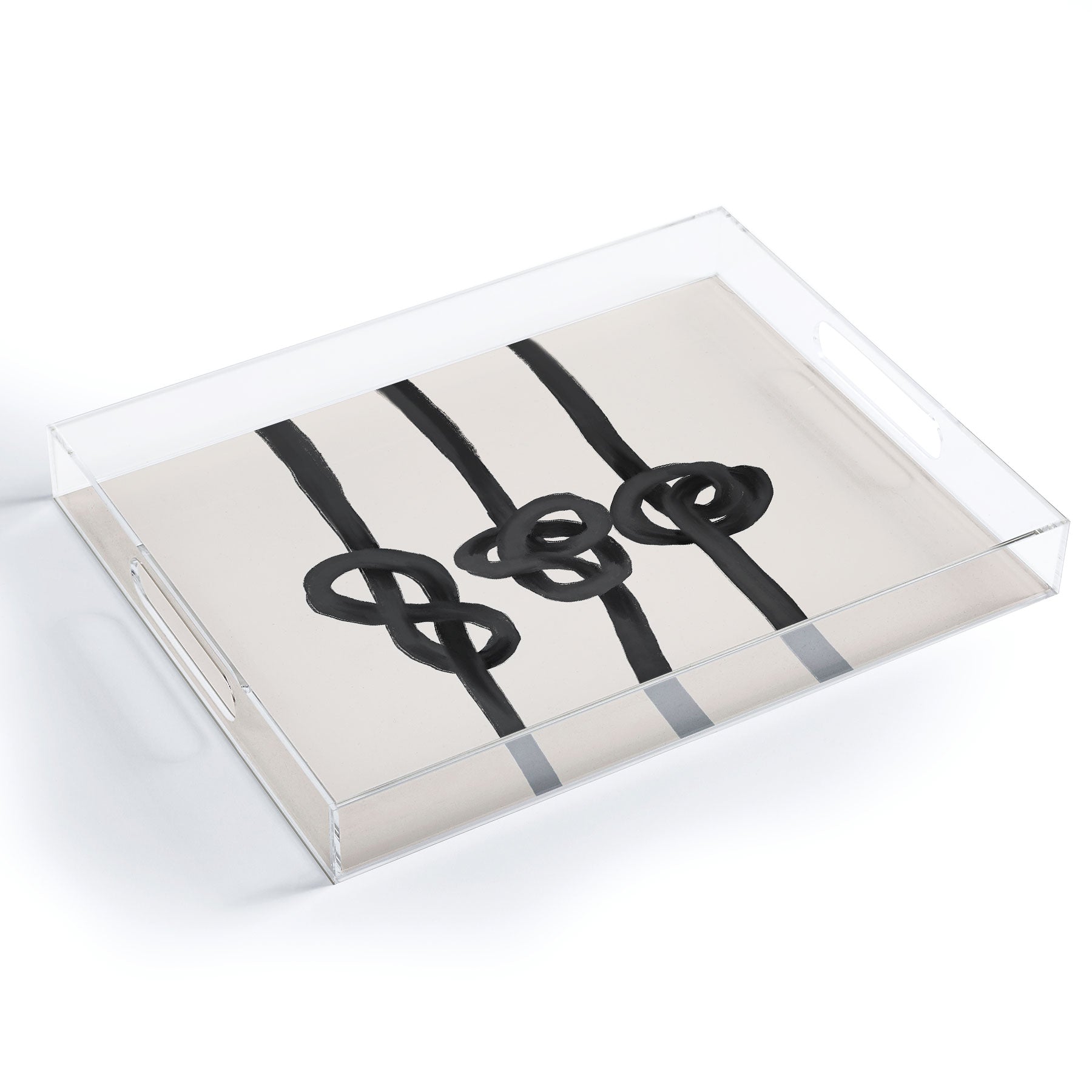 Agnes 91 Minimalist Black Knot Abstract Acrylic Tray
