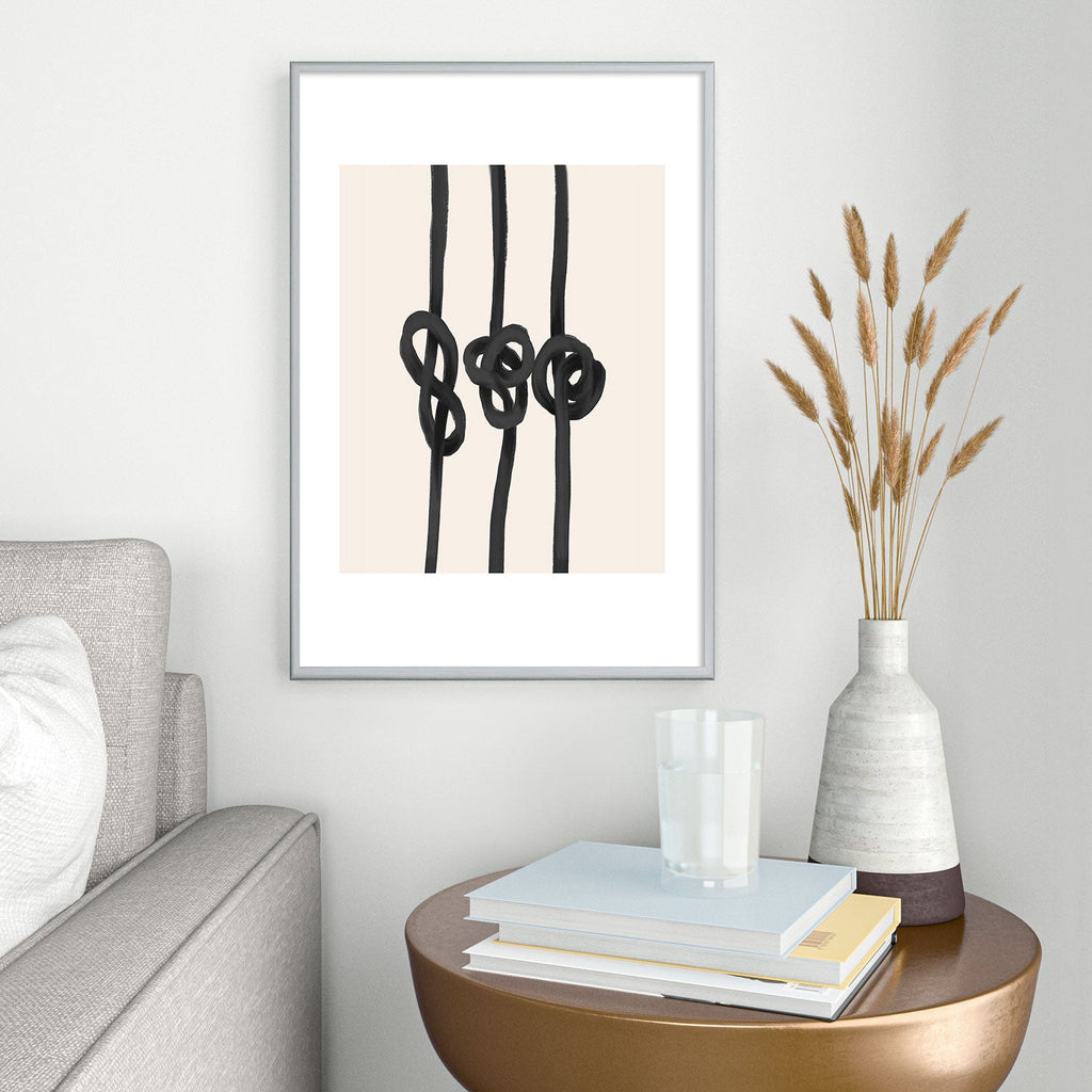 Agnes 91 Minimalist Black Knot Abstract Metal Framed Art Print